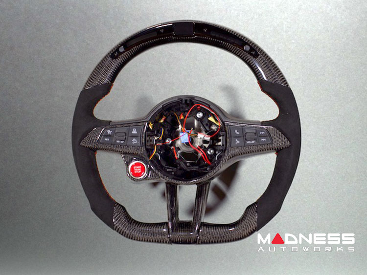 Alfa Romeo Giulia Steering Wheel - Carbon Fiber w/ LED Functions - QV Models - Perforated Leather 